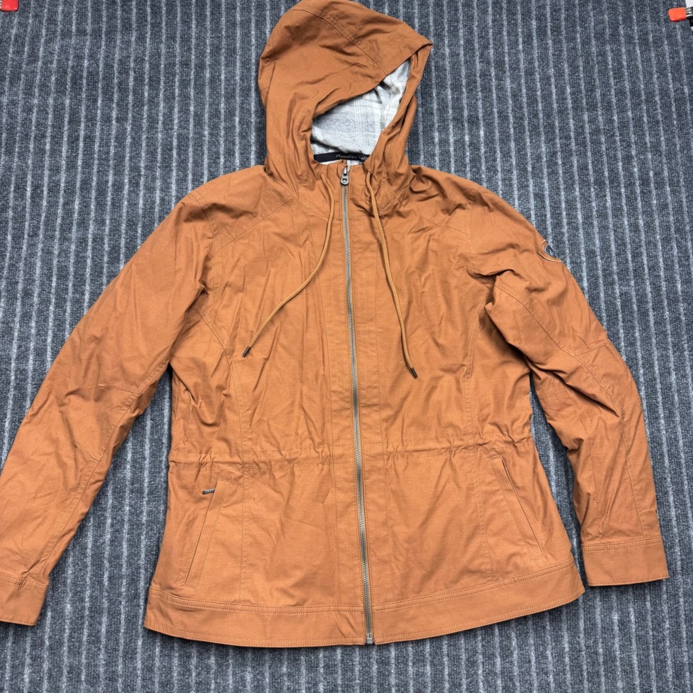 KUHL Women Jacket XL Burnt Orange Mountain Culture Flannel Lined Hooded Full Zip
